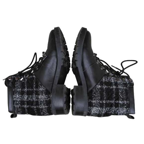 Marc Fisher 7M Lanzia Tweed Leather Laceup Combat Boots - Picture 8 of 16